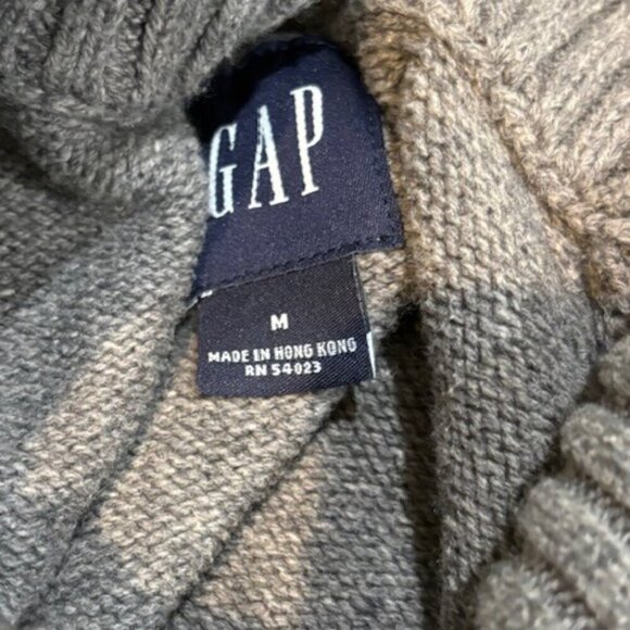 GAP Cowl Neck Long Sleeve Sweater with Ribbed Collar, Hem, and Cuffs in Grey - Picture 6 of 8
